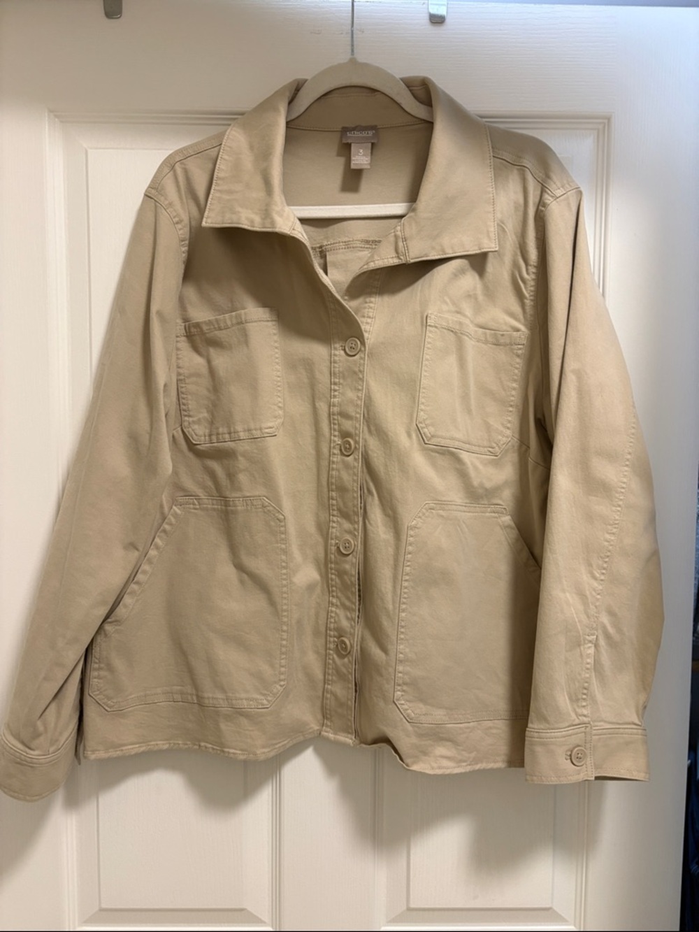 Chico's Beige Utility Jacket with Front Pockets